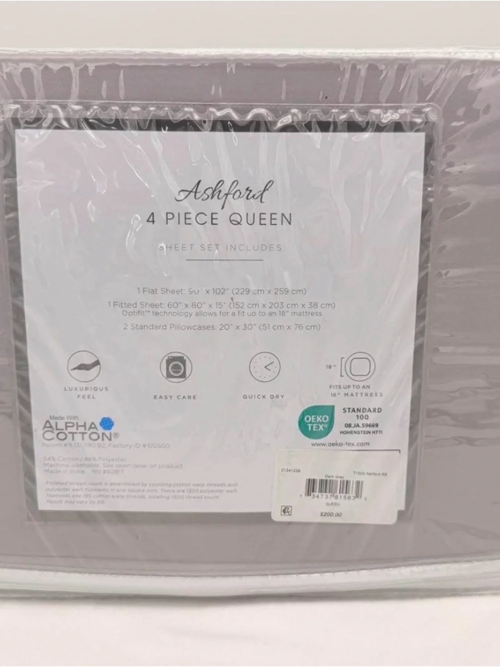 Que Ashford 1500 Thread Count Queen Sheet Set in Soft Mauve